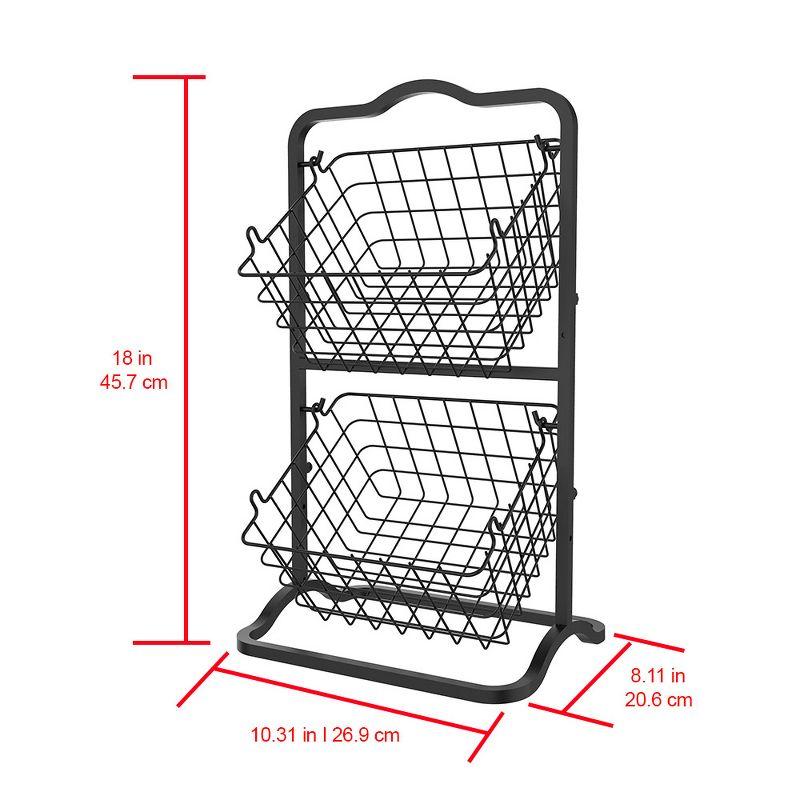 Oceanstar 2-Tier Storage Kitchen Wire Basket Stand, Black