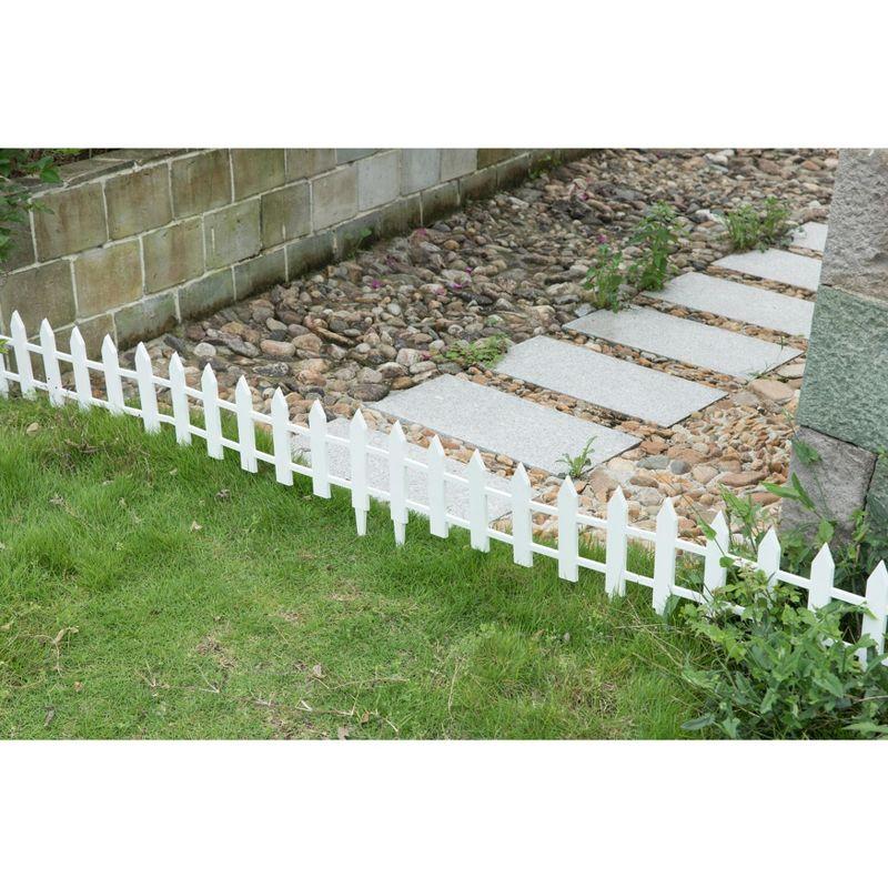 Gardenised Vinyl Wrought Iron- Look Garden Ornamental Edging, Lawn Picket Fence Landscape Panel Border, Flower Bed Barrier, One Piece