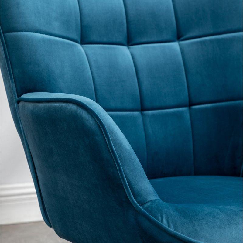 Roundhill Furniture Leiria Contemporary Silky Velvet Tufted Accent Chair with Ottoman, Blue