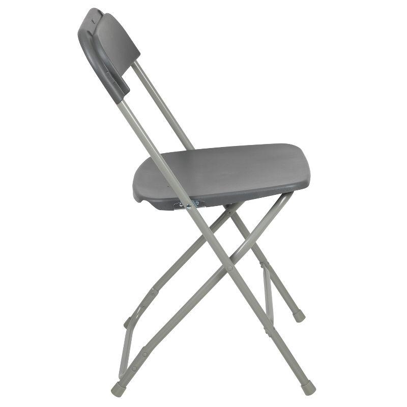 Flash Furniture Hercules Series Plastic Folding Chair Grey - 2 Pack 650LB Weight Capacity Comfortable Event Chair-Lightweight Folding Chair