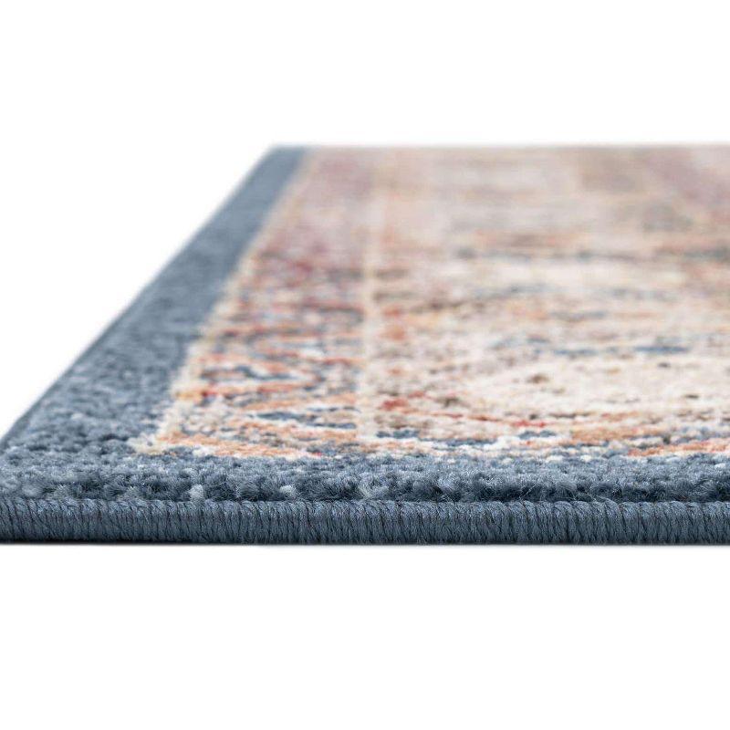 Navy Blue and Brown Abstract Synthetic Area Rug