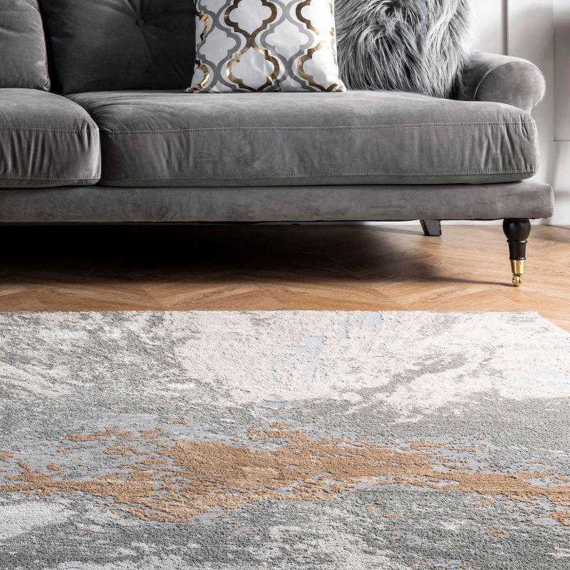 Nuloom Cyn Abstract 3x5 Accent Indoor Area Rug for Living Room Bedroom Dining Room Entryway Kitchen, Silver/Ivory