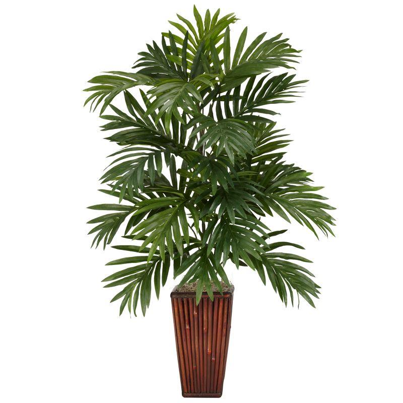 Nearly Natural Areca Palm with Tall Brown Bamboo Vase