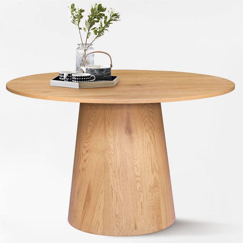 Dwen 46'' Manufactured Wood Foild with Oak Grain Paper Round Pedestal Dining Table-Maison Boucle