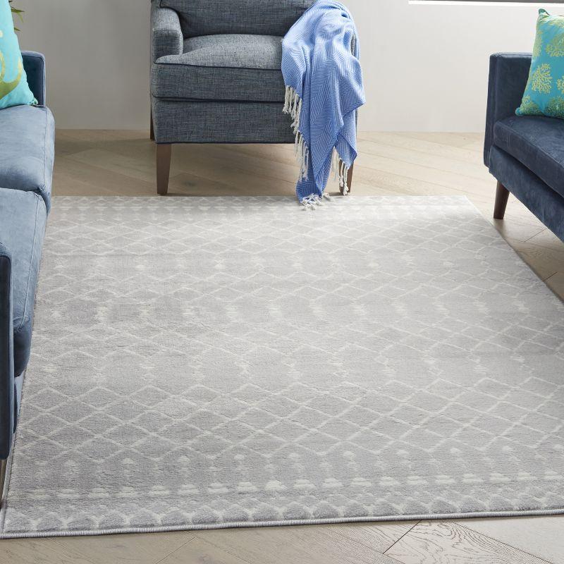 Geometric Gray Synthetic 6' x 9' Easy-Care Area Rug