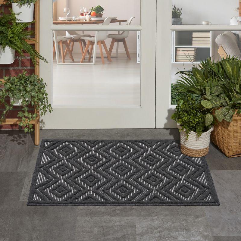 Charcoal Black Diamond 2' x 4' Synthetic Outdoor Rug