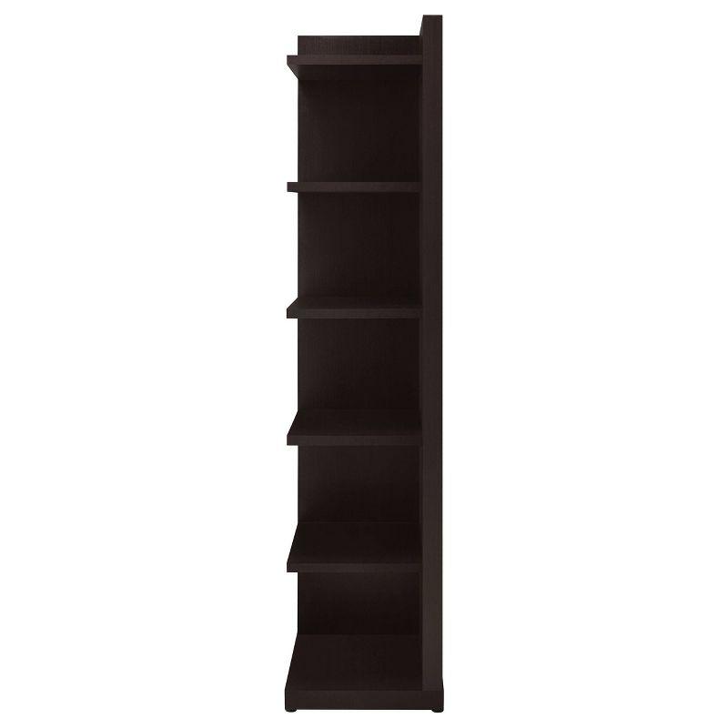 71" Modern 6 Shelf Corner Bookcase Cappuccino - Coaster: Laminated Melamine Veneer, Fixed Shelves, Meets Safety Standards