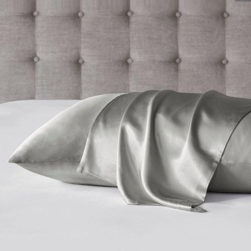 Gray 100% Mulberry Silk Standard Pillowcase with Zipper Closure