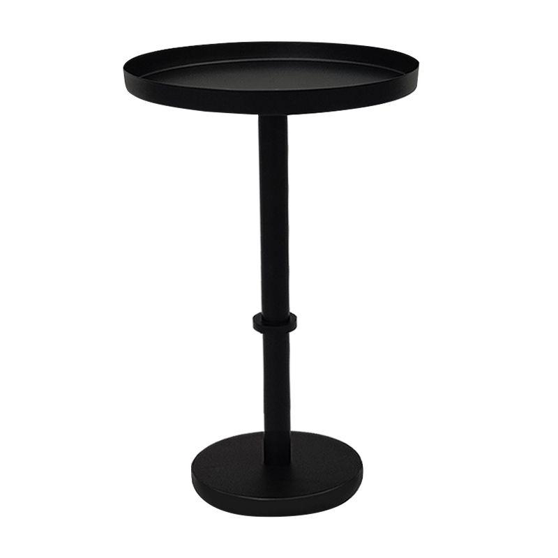 The Urban Port 12" Side End Table Vintage Sleek Pillar Base Round Tray Top Matte Black