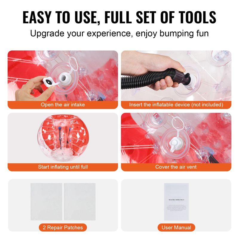 VEVOR Inflatable Bumper Ball 1-Pack, 5FT/1.5M Body Sumo Zorb Balls for Teen & Adult, 0.8mm Thick PVC Human Hamster Bubble Balls