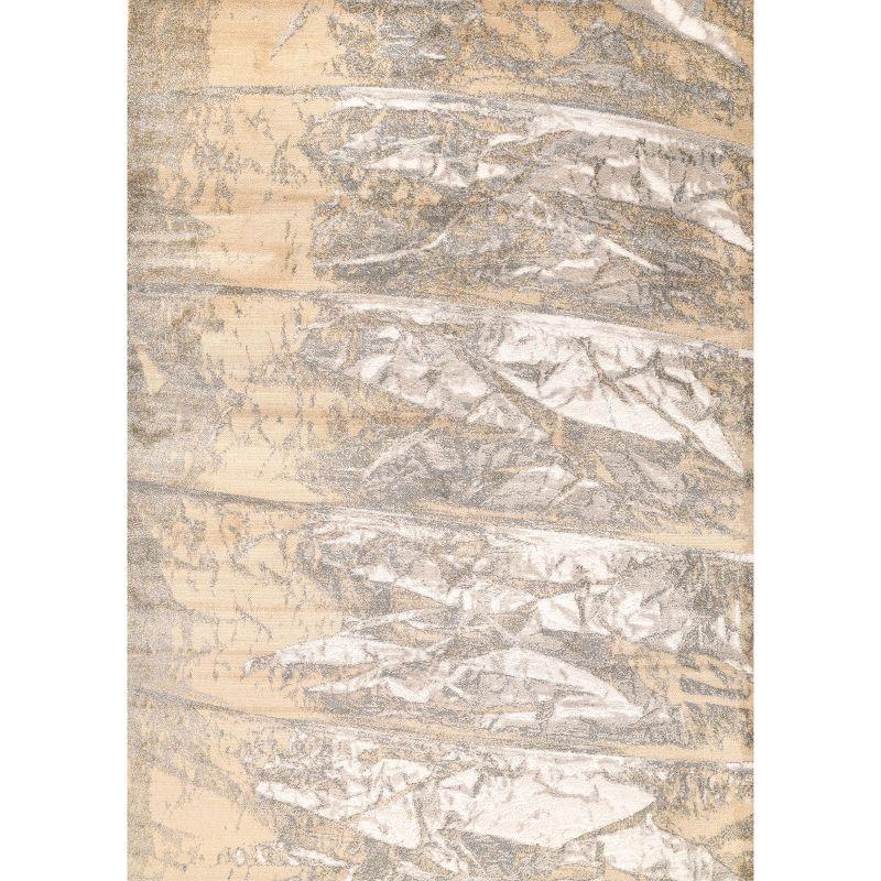 Gold and Silver Abstract 4' x 6' Reversible Area Rug