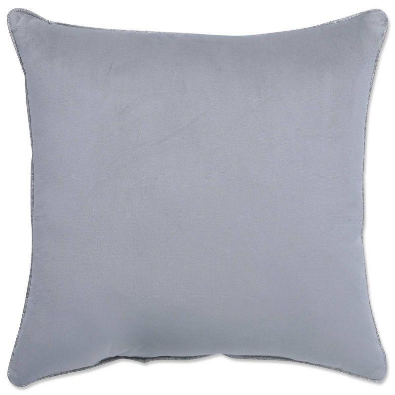 Gray Velvet Embroidered Holiday Ornaments Euro Pillow Cover