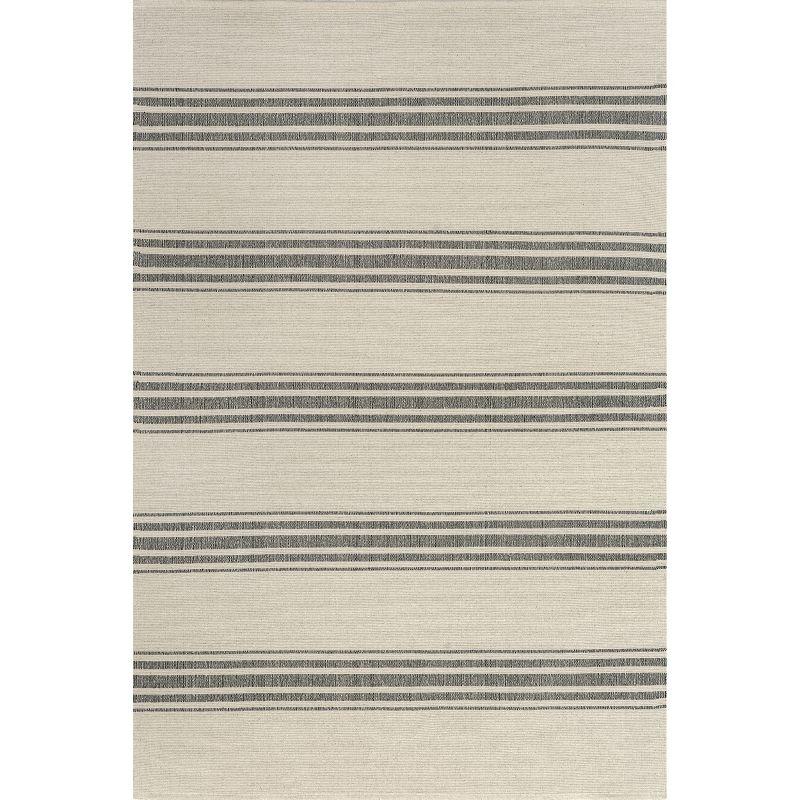 Beige and Gray Striped Cotton 6' x 9' Area Rug