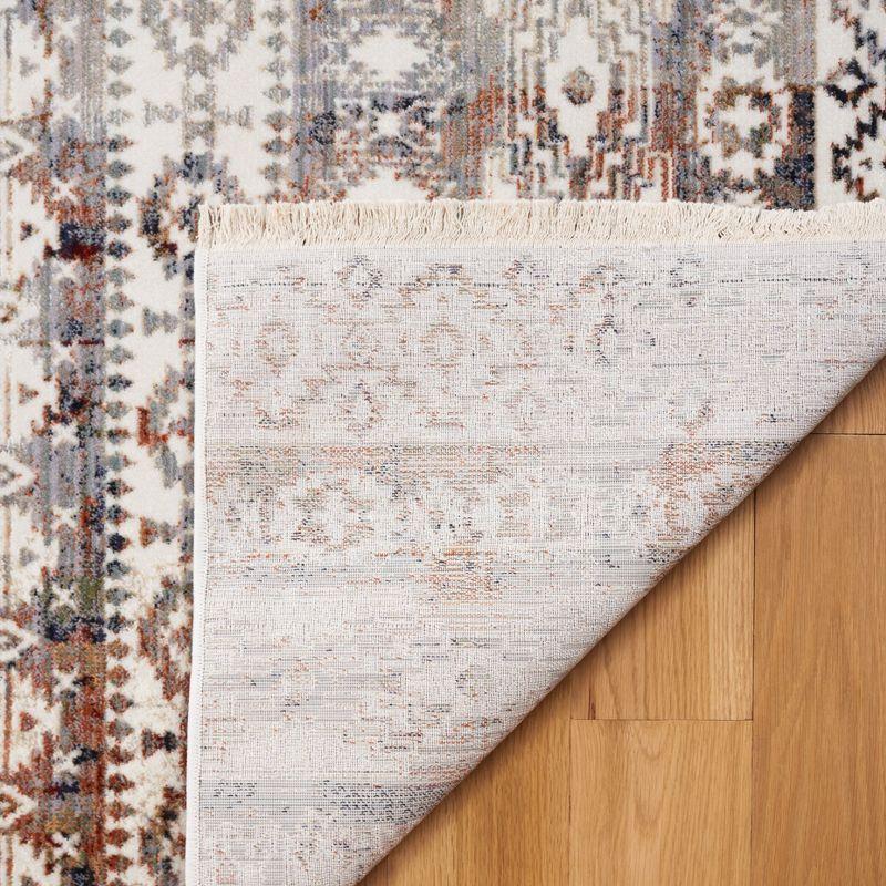 Ivory and Rust Hand-Knotted Rectangular Area Rug