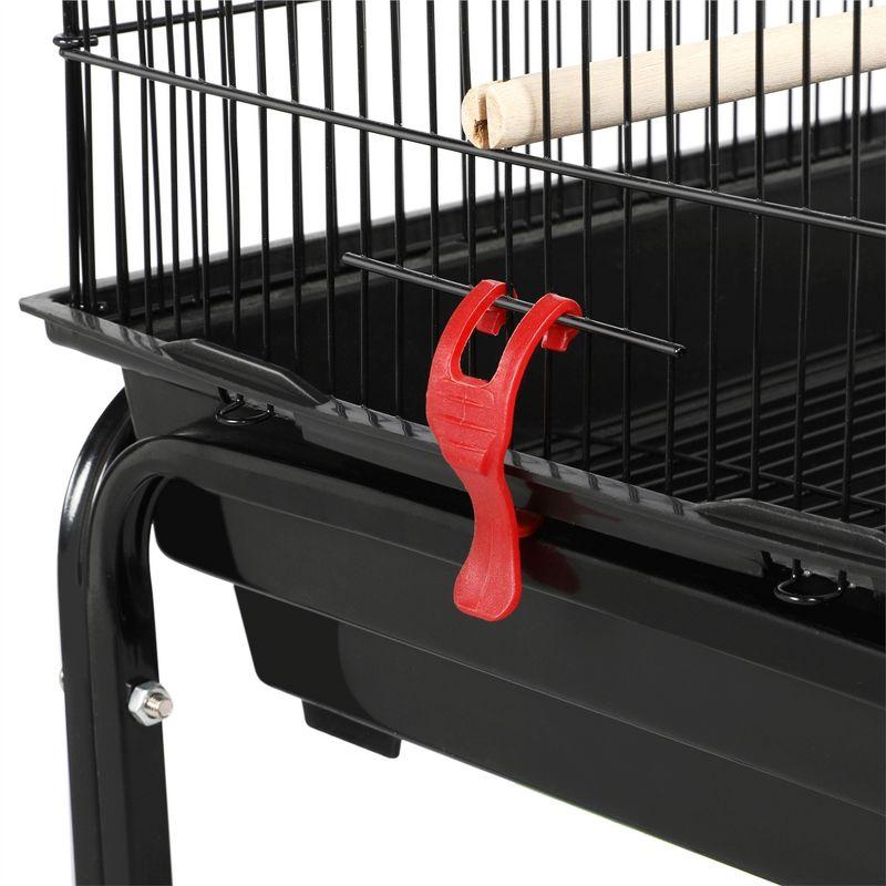 Yaheetech Roof Top Birdcage Parrot Cage with Detachable Rolling Stand Wrought Iron