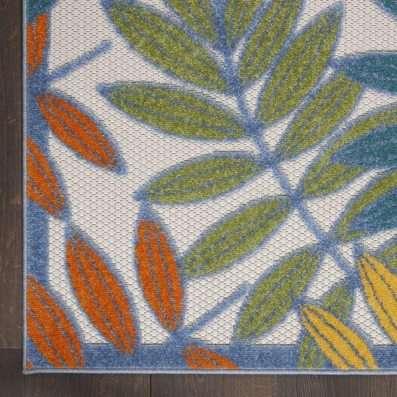 Nourison Aloha Floral Leaf Flatweave High-Low Indoor Outdoor Area Rug Ivory/Multi 2'8" x 4'
