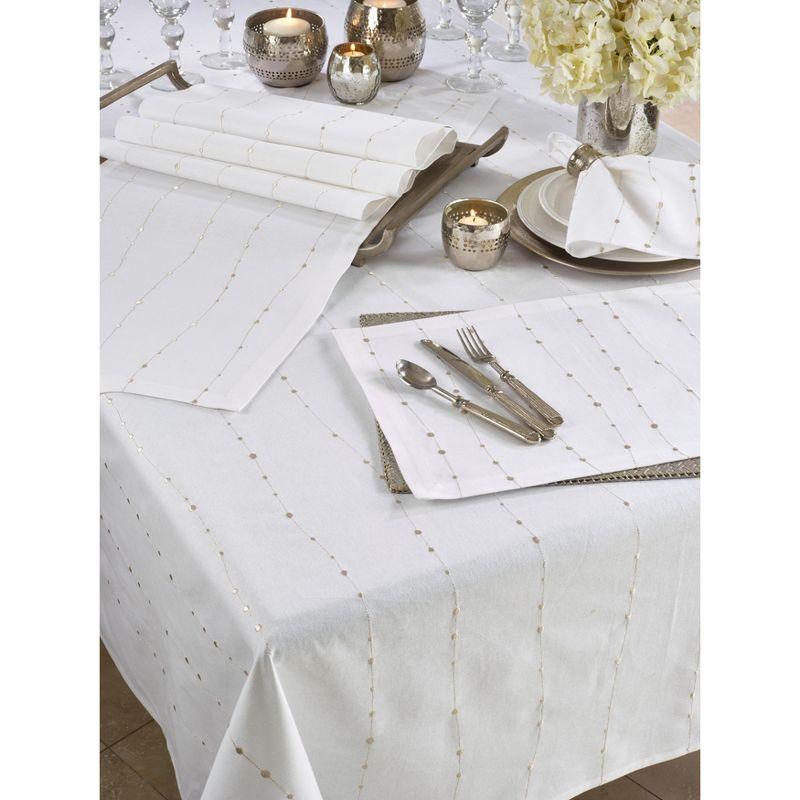 White Cotton Embroidered Table Runner, 12 x 15 inches