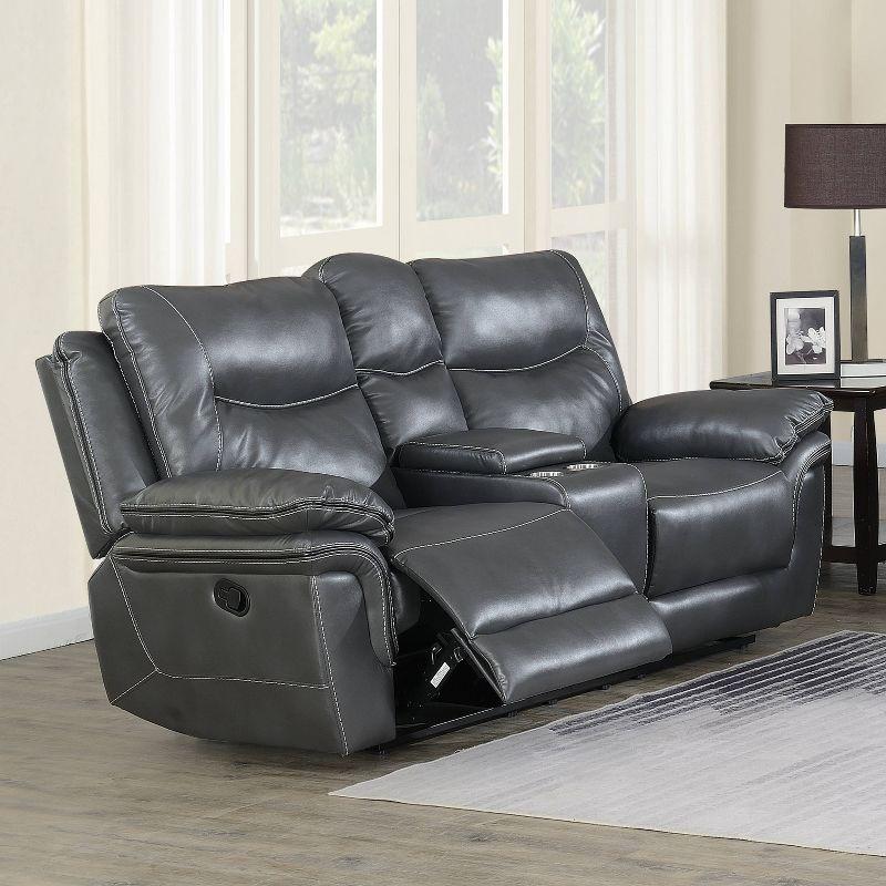 Isabella Upholstered Sofa and Loveseat Set Gray - Steve Silver Co.: Recliner Furniture for Living Room, Faux Leather