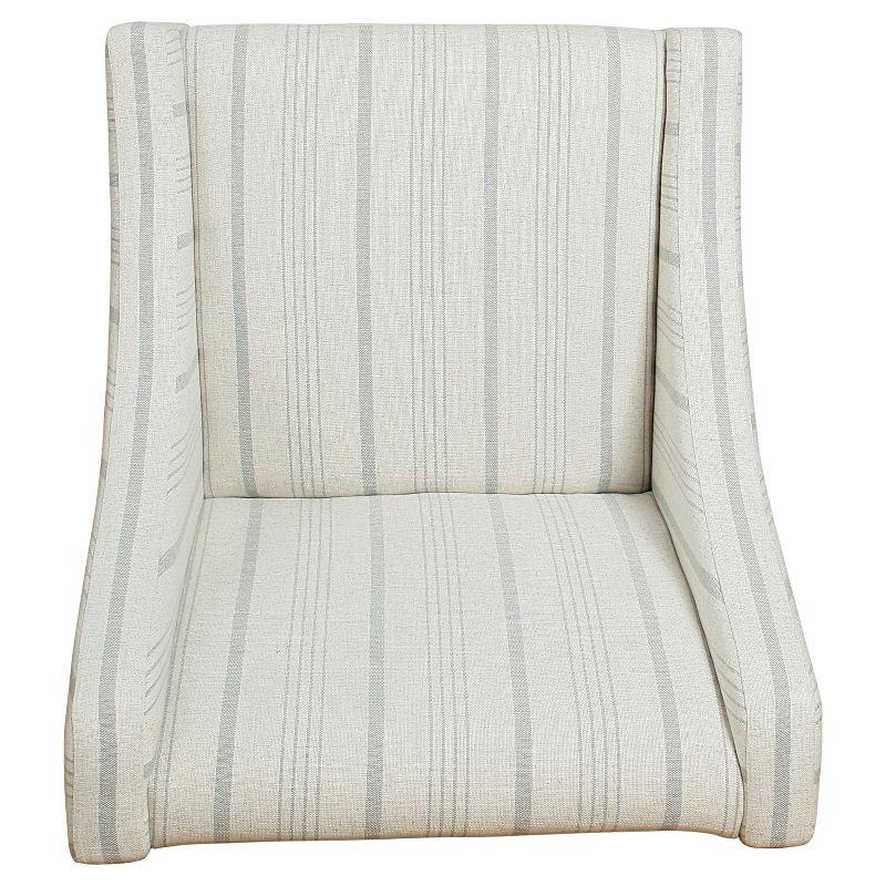 Gray Stripe Wood Frame Modern Accent Chair