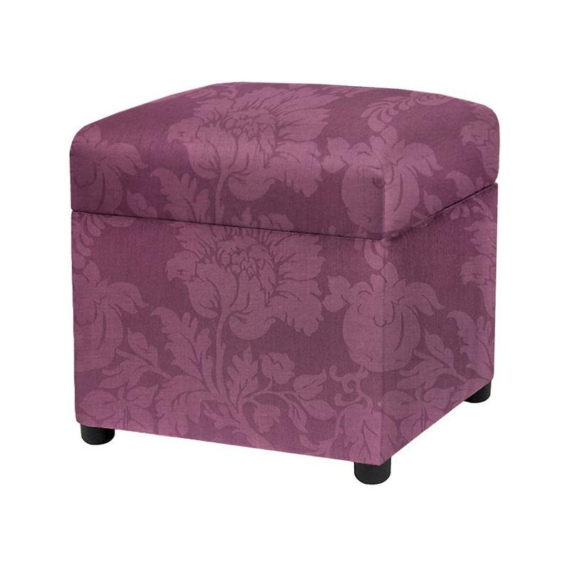 Jacob 18" Purple Floral Sateen Storage Cube Ottoman