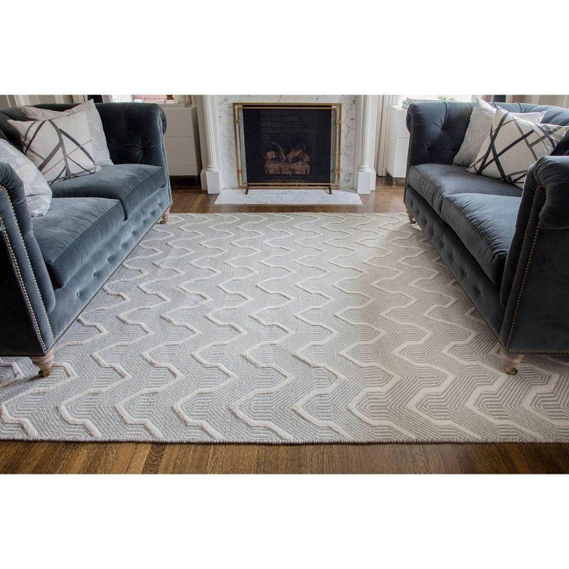 Handmade Geometric Gray Wool Area Rug 5' x 8'