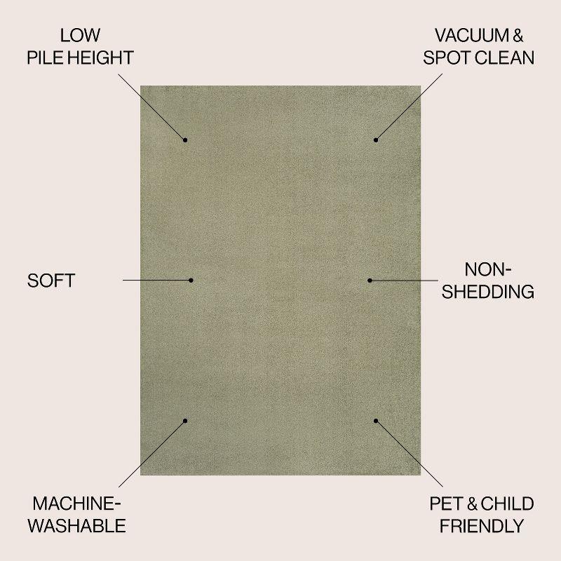JONATHAN Y Twyla Classic Solid Low-Pile Machine-Washable Sage Green 5 ft. x 8 ft. Area Rug