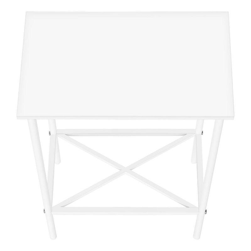Monarch Specialties Accent Table, Side, End, Narrow, Small, 2 Tier, Living Room, Bedroom, White Laminate, White Metal, Contemporary, Modern