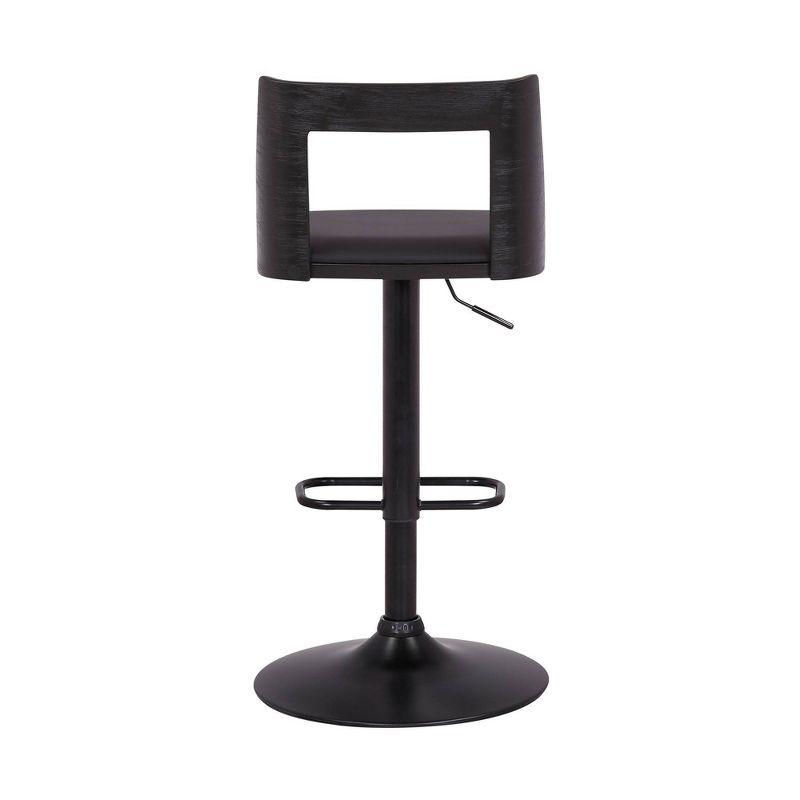 Armen Living Milan Adjustable Swivel Faux Leather Metal Barstool Black : Square Seat, Footrest, 250lb Capacity