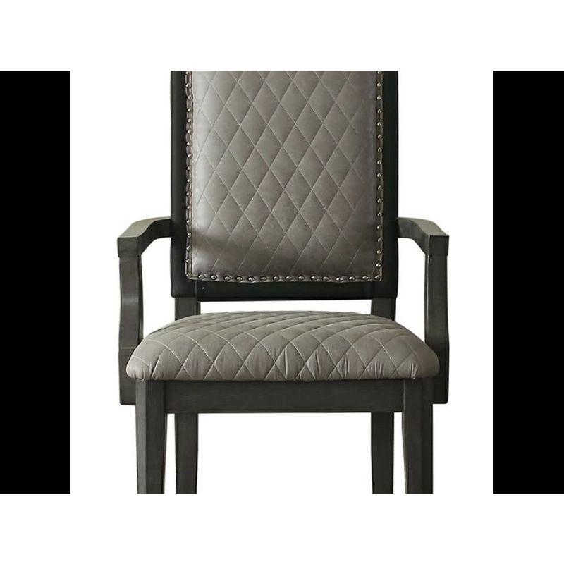 21.7" House Beatrice Two-Tone Accent Chair Gray Fabric/Charcoal Finish - Acme Furniture