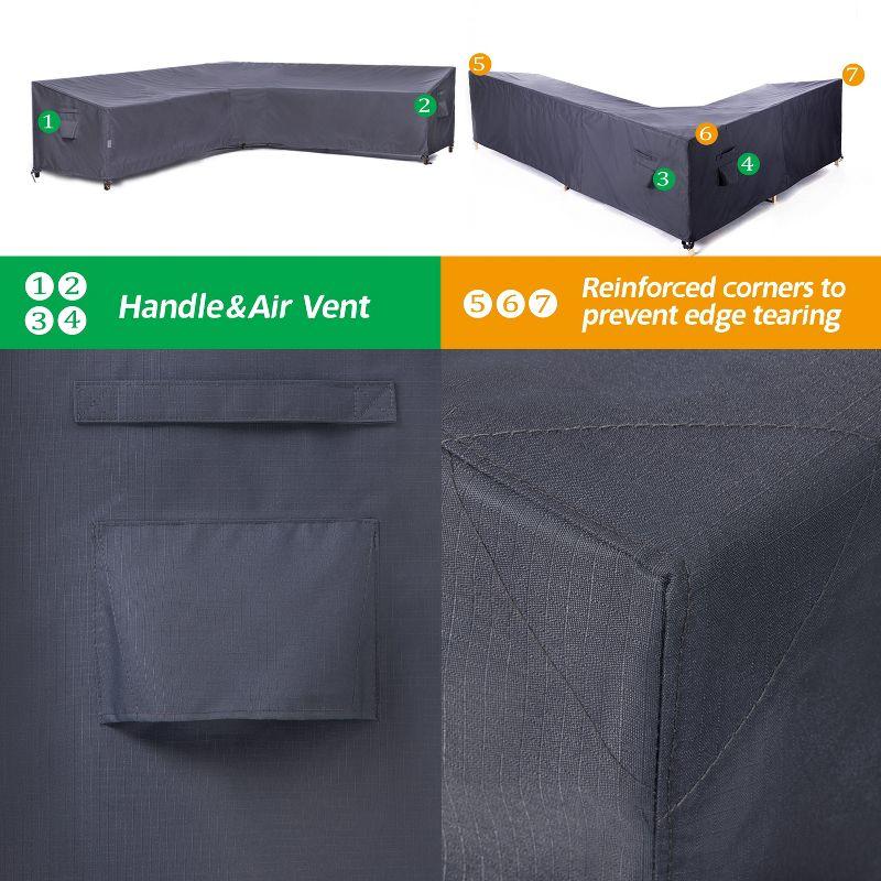 F&J Outdoors Premium Waterproof Outdoor Patio V-Shaped Sectional Sofa Cover: Latest Rip-Stop Fabric, 3-Year Warranty - (113" Left + 83" Right) W x 33.5" D x 31" H