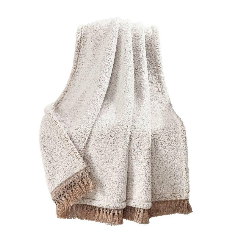 50"x60" Faux Shearling with Tassel and Fringe Throw Blanket - Lush Décor