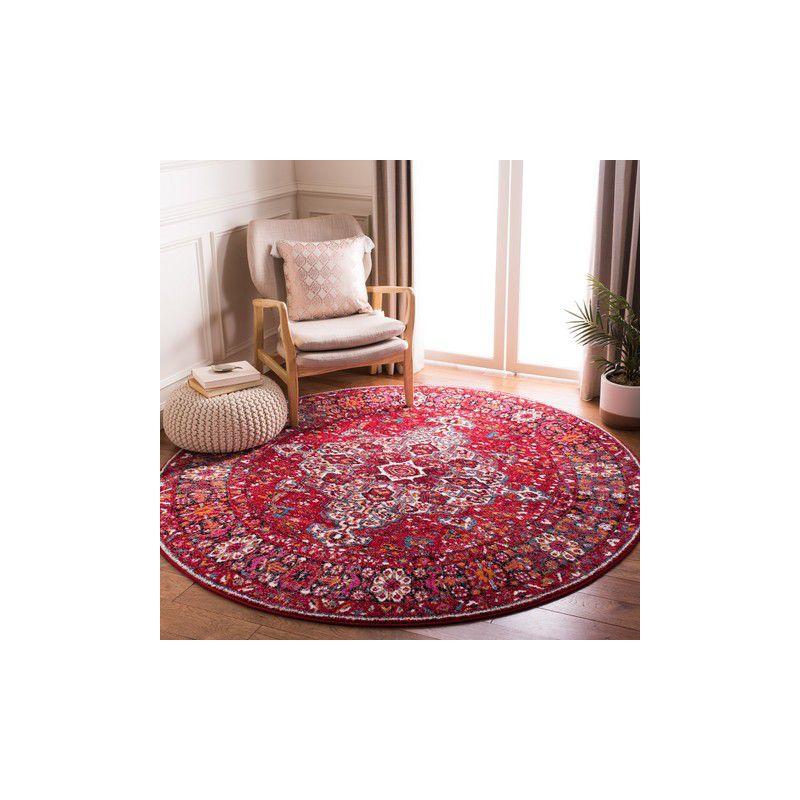 Vintage Hamadan VTH222 Power Loomed Indoor Accent Rug - Red/Multi - 3' Round - Safavieh