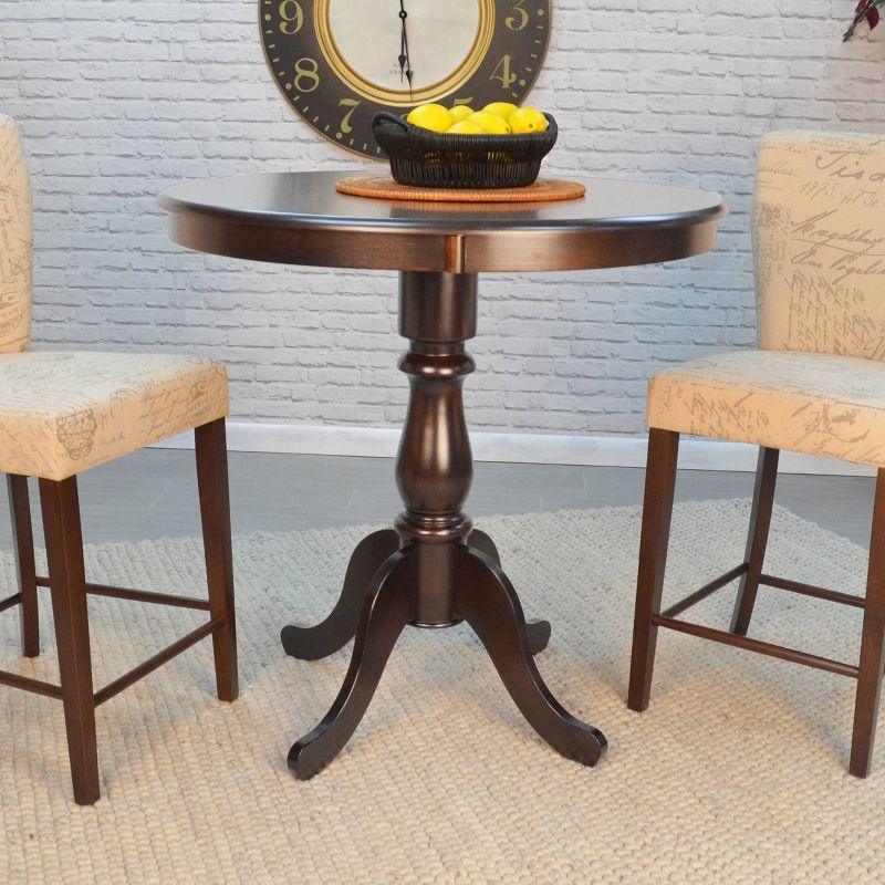 Carolina Living 30" Salem Round Pedestal Bar Table Espresso: MDF, Rubberwood, for 2
