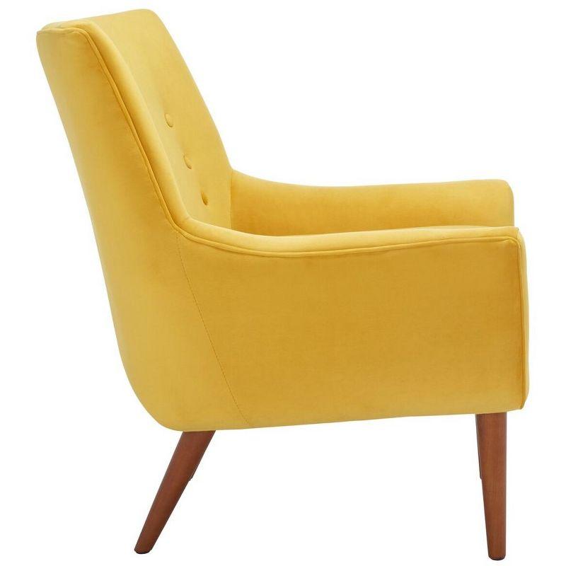 Amina Gold Velvet and Wood Tufted Accent Chair