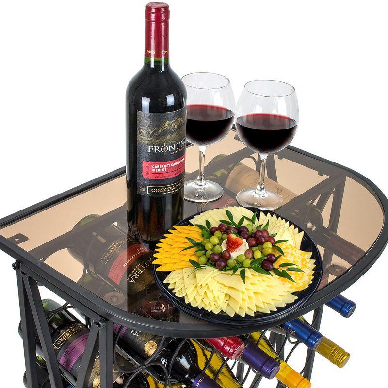 Sorbus Wine Rack Stand Bordeaux Chateau Style with Glass Table - Holds 30 Bottles