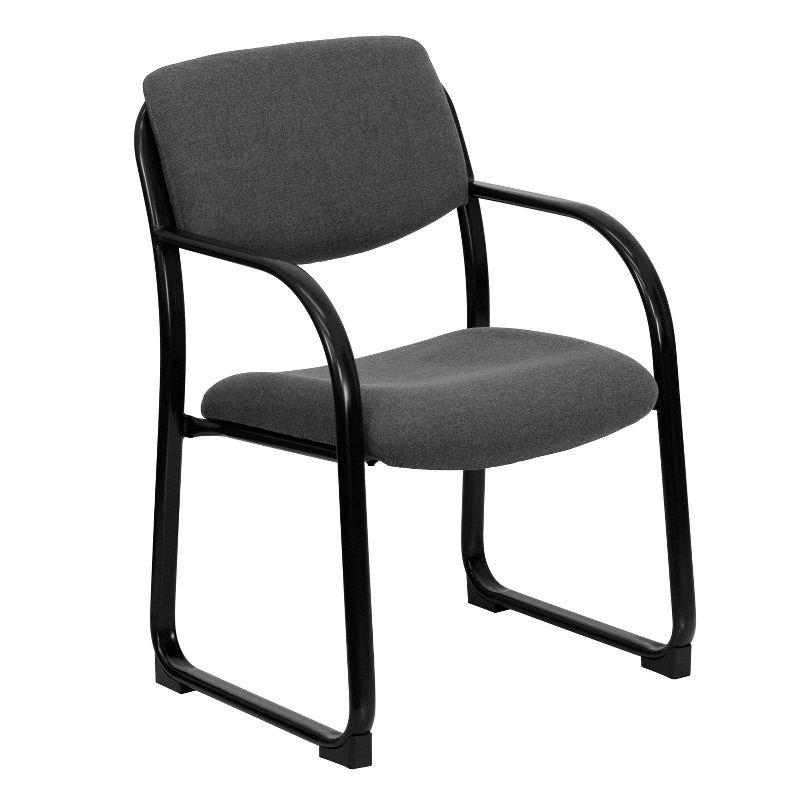 Elegant Gray Fabric Executive Side Chair with Metal Sled Base