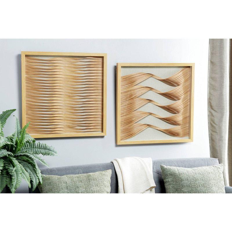 2 Piece Framed Wood Ribbon Shadow Boxes Wall Décor Set