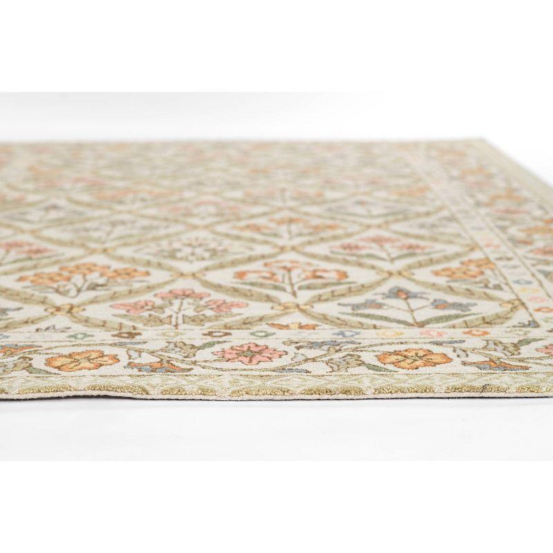 Momeni 3'6"x5'6" Cotswold Castle Combe Floral Handtufted Area Rug Green: Wool, Medium Pile, Botanical Pattern, Indoor Use