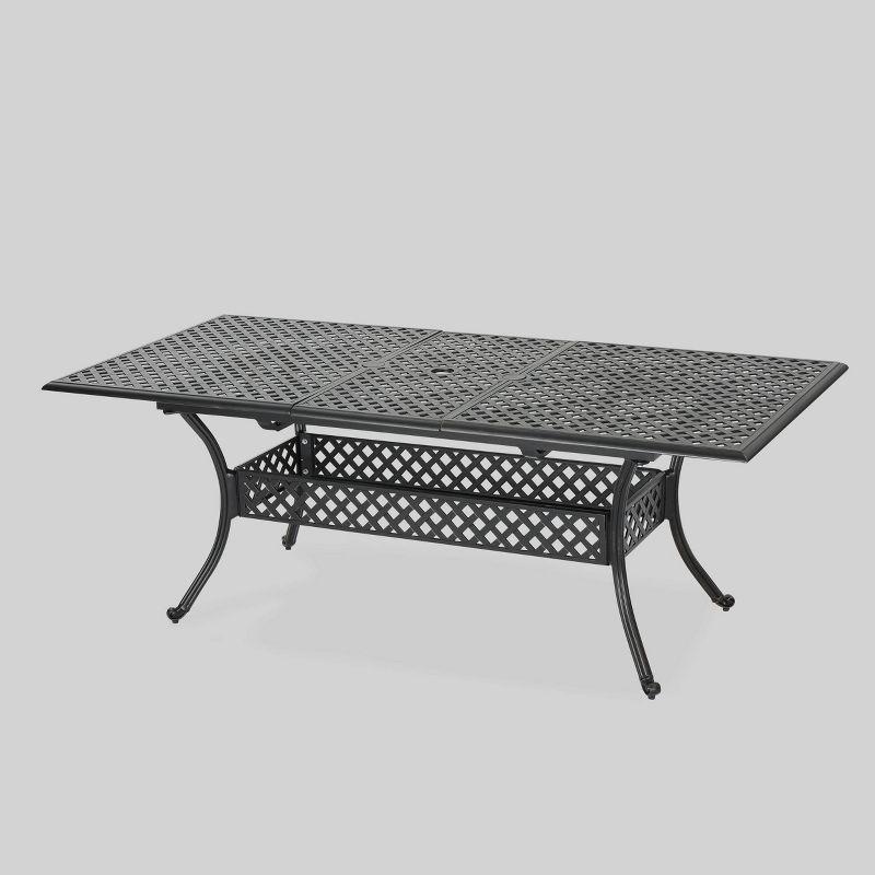 Abigail Black Cast Aluminum Expandable Outdoor Dining Table