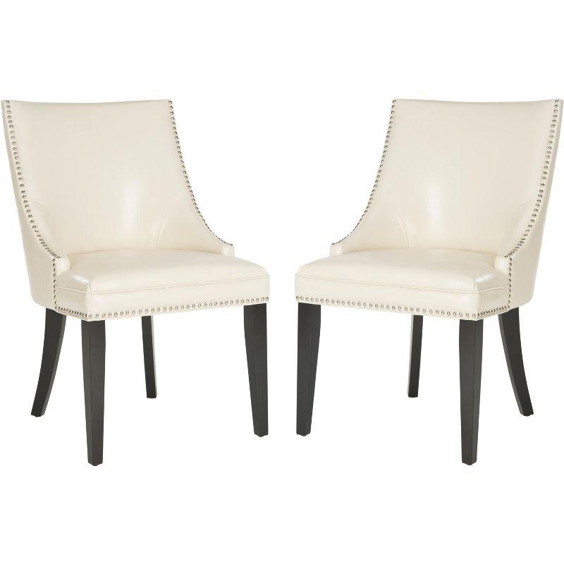 Afton 20"H Side Chair with Nail Heads (Set of 2) - Flat Cream - Safavieh