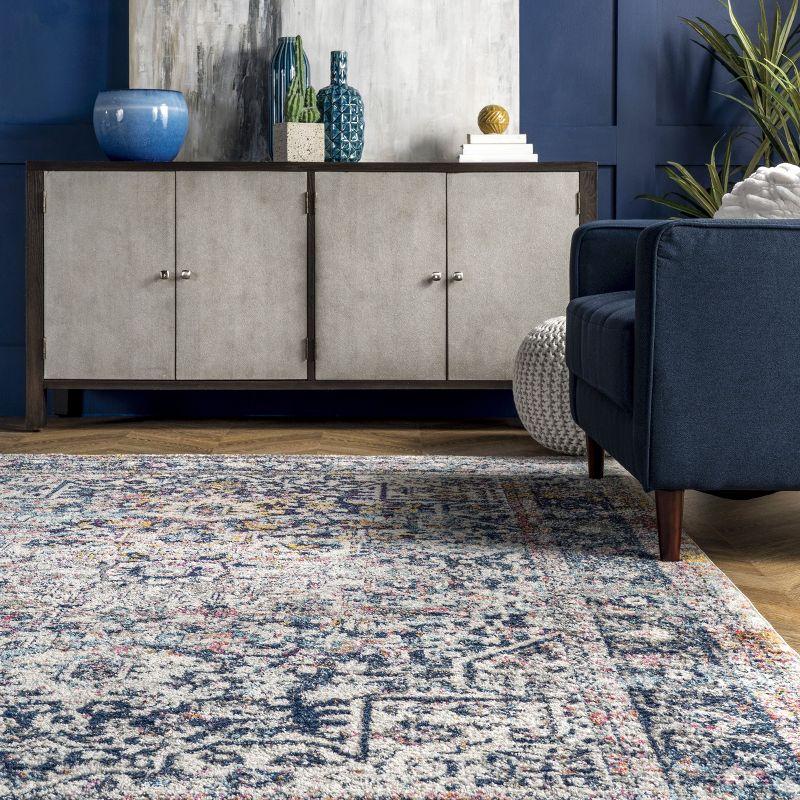 Nuloom Lilah Medallion 2x6 Runner Indoor Area Rug for Living Room Bedroom Dining Room Entryway Hallway Kitchen, Blue/Multicolor