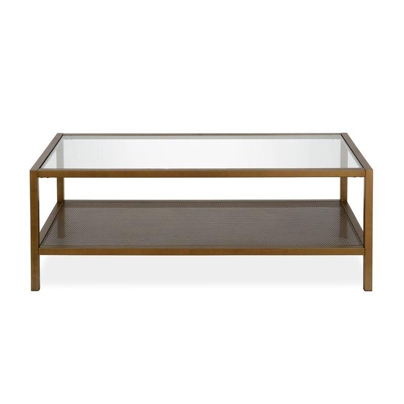 Rigan Brass and Glass Rectangular Coffee Table