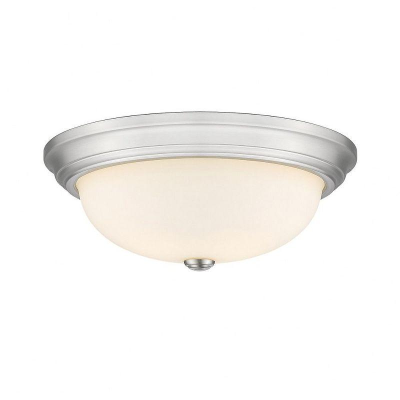 Elegant Brushed Nickel 15" Glass Bowl Flush Mount Light