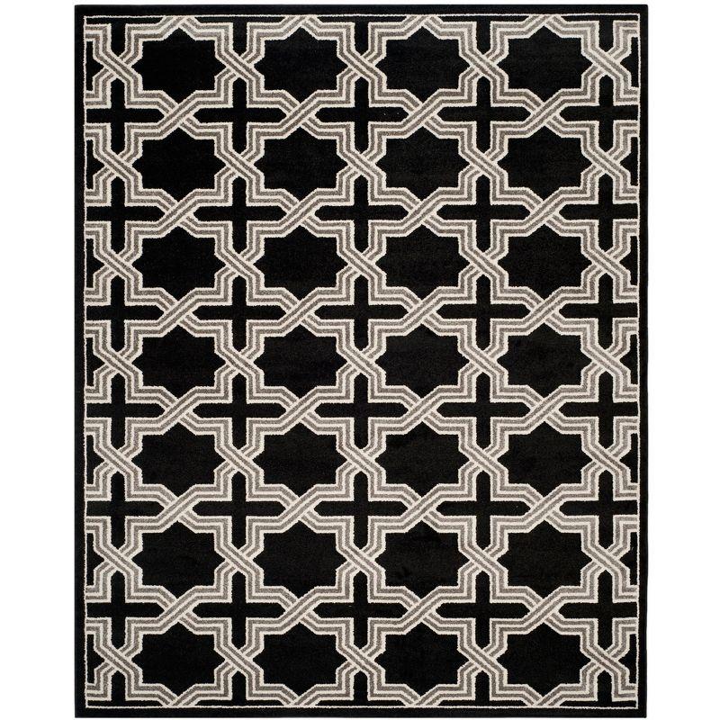 Reversible Hand-Knotted Gray Geometric 9' x 12' Easy-Care Rug