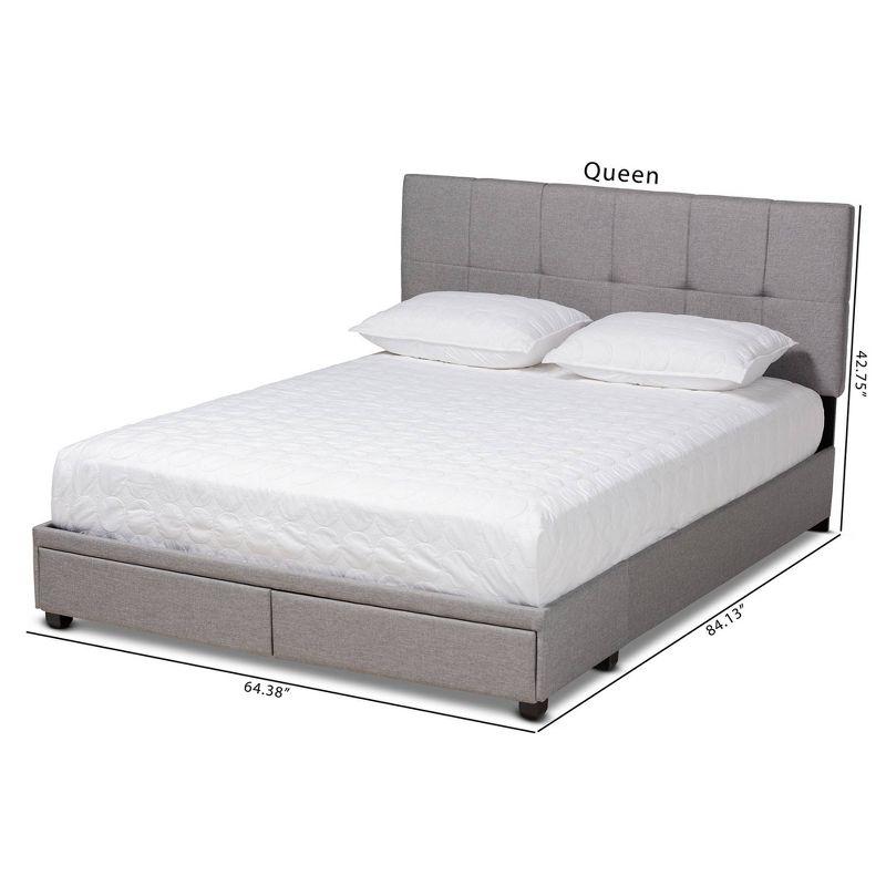 Netti Fabric Upholstered 2 Drawer Platform Storage Bed - Baxton Studio