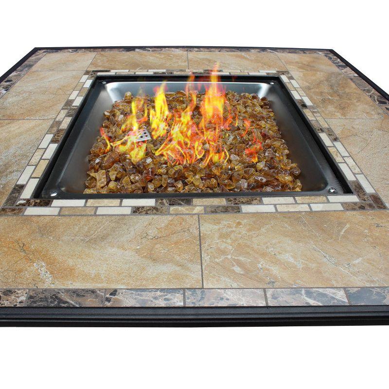 Square Tile Top Fire Pit - AZ Patio Heaters: Durable, Weatherproof, CSA Certified, 50K BTU Output