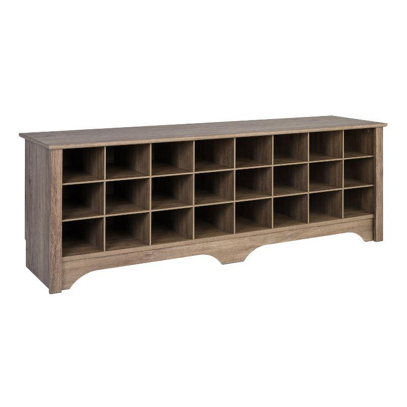 Drifted Gray Laminated Entryway Shoe Storage Cubby Bench