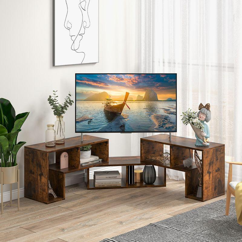 Costway 3 Pieces TV Console Stand Modern Entertainment Center Storage Bookcase Brown