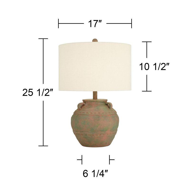 360 Lighting Eliza 25 1/2" High Jar Rustic Traditional Table Lamp Musk Green Finish Single Cream Shade Living Room Bedroom Bedside Nightstand House