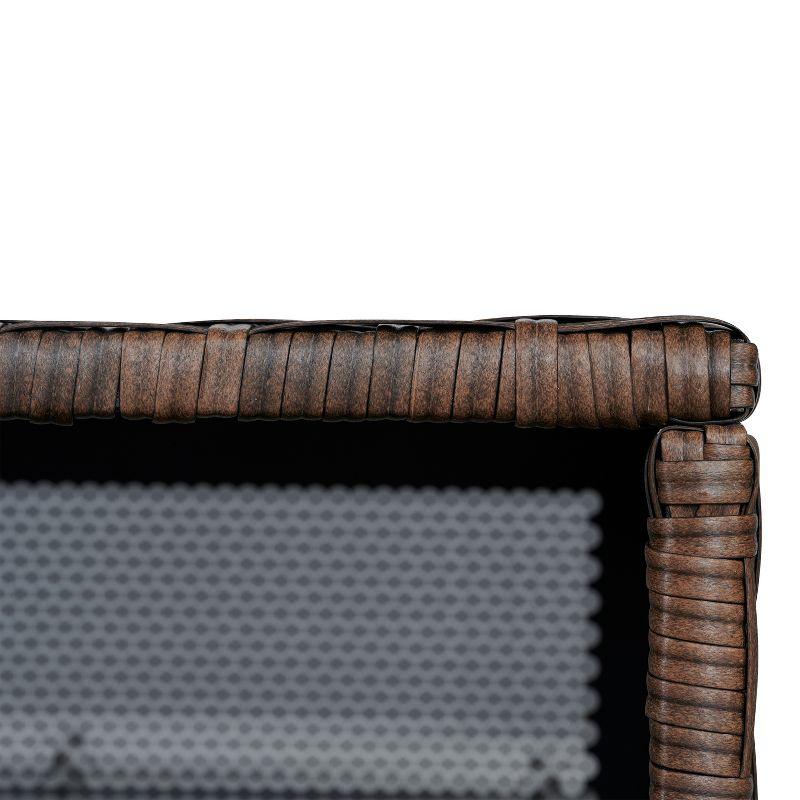 happimess Nino 47.24" Modern Minimalist Outdoor Faux Wicker Deck and Patio Storage Box, Brown